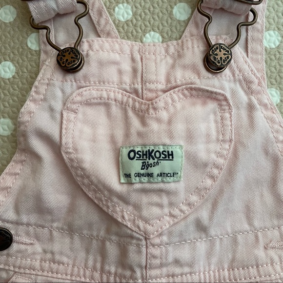 OshKosh Pink heart pocket overalls - Picture 3 of 5